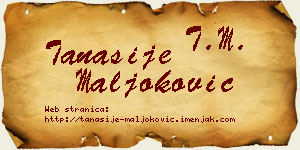 Tanasije Maljoković vizit kartica
